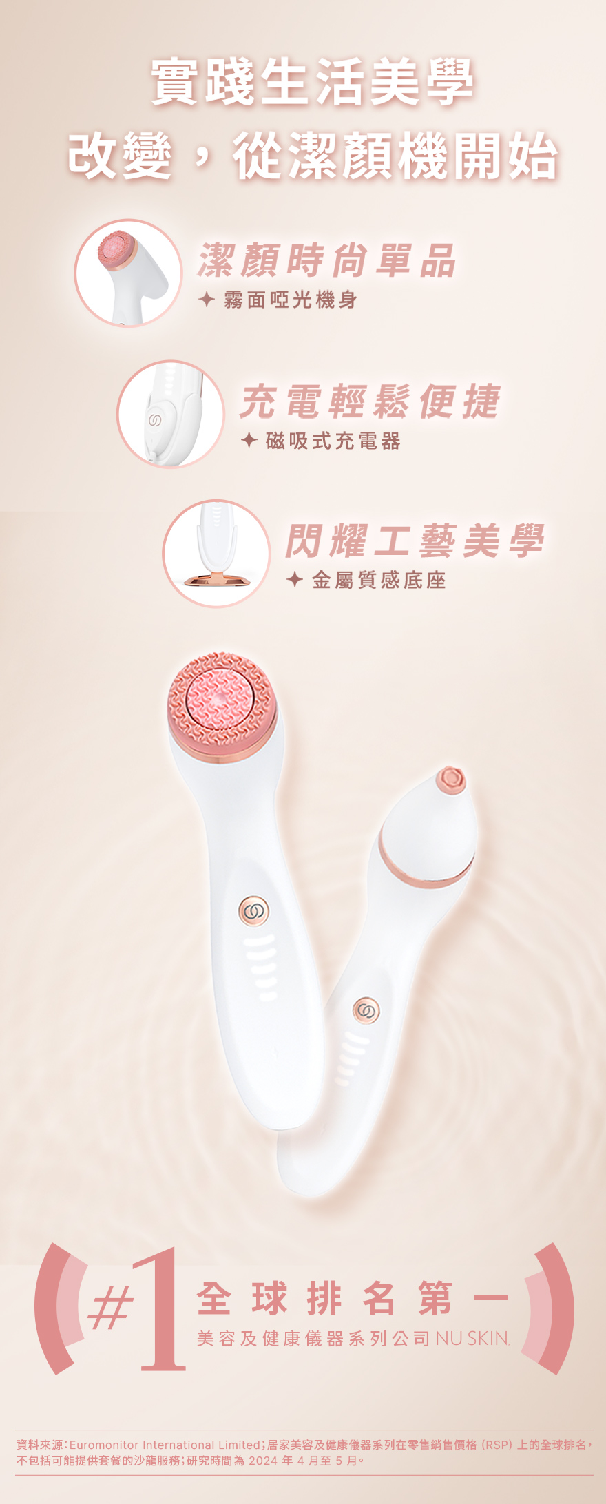 LumiSpa®iO 智慧雙效潔顏基礎套裝(玫瑰金限定色) (控油) | NU SKIN 如